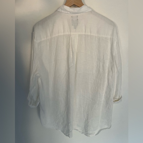 NEW Gap 100% Linen White Oversized Button Down Shirt size Large - Picture 2 of 5